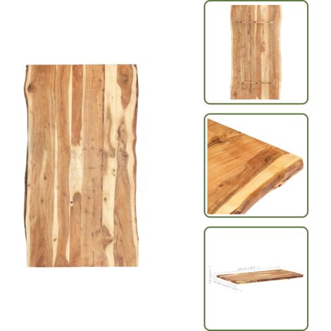 The Living Store Superficie de mesa de madera maciza de acacia 118x(50-60)x3,8cm - Madera maciza