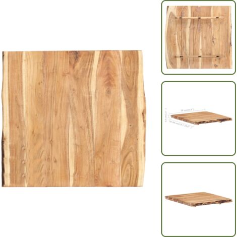 The Living Store Superficie de mesa de madera maciza de acacia 58x(50-60)x3,8 cm - Madera maciza