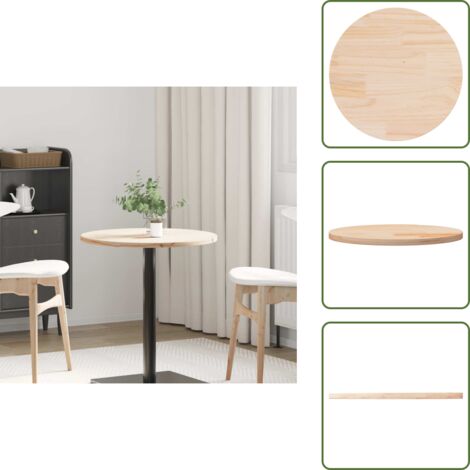 The Living Store Superficie de mesa madera maciza de pino Ø60x2,5 cm - Mesa de jardín