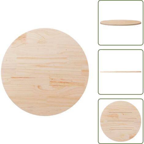The Living Store Superficie de mesa madera maciza de pino Ø80x2,5 cm - Mesa de comedor