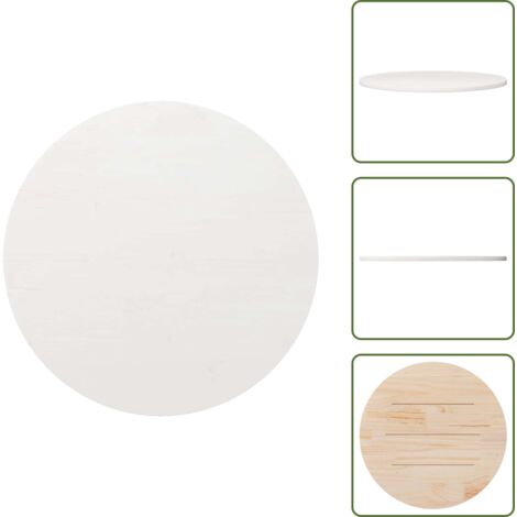 The Living Store Superficie de mesa madera maciza de pino blanco Ø80x2,5 cm - Mesa de comedor