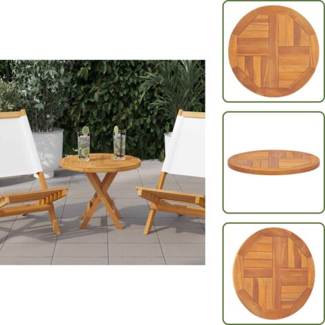 The Living Store Superficie de mesa redonda madera maciza de teca 2,5 cm 50 cm - Mesa de teca