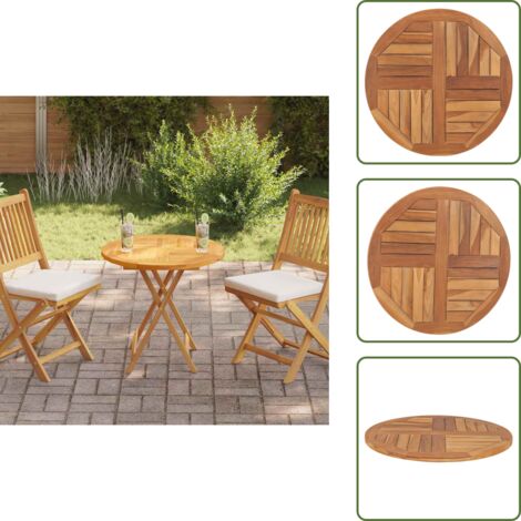 The Living Store Superficie de mesa redonda madera maciza de teca 2,5 cm 70 cm - Madera maciza