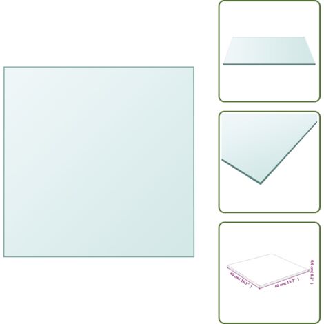 The Living Store Superficie de mesa vidrio templado transparente 40x40 cm - Mesa de comedor