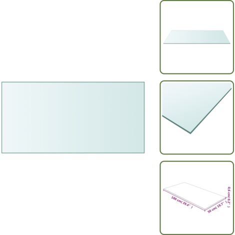 The Living Store Superficie de mesa vidrio templado transparente 50x100 cm - Vidrio templado