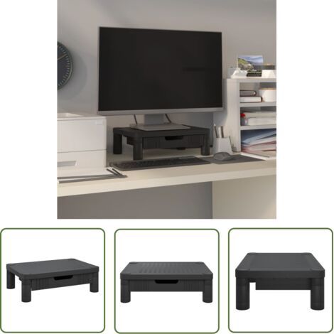 The Living Store Support de moniteur Noir 43x30,5x13 cm - Support De Moniteur - Meuble Tv - Support D'écran - Bureau Ergonomique - Rangement Tiroir