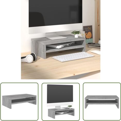 The Living Store Support de moniteur Sonoma gris 42x24x13 cm Bois d'ingénierie - Support Moniteur - Meuble Tv - Bureau Informatique - Rangement Ordinateur - Élévation Écran
