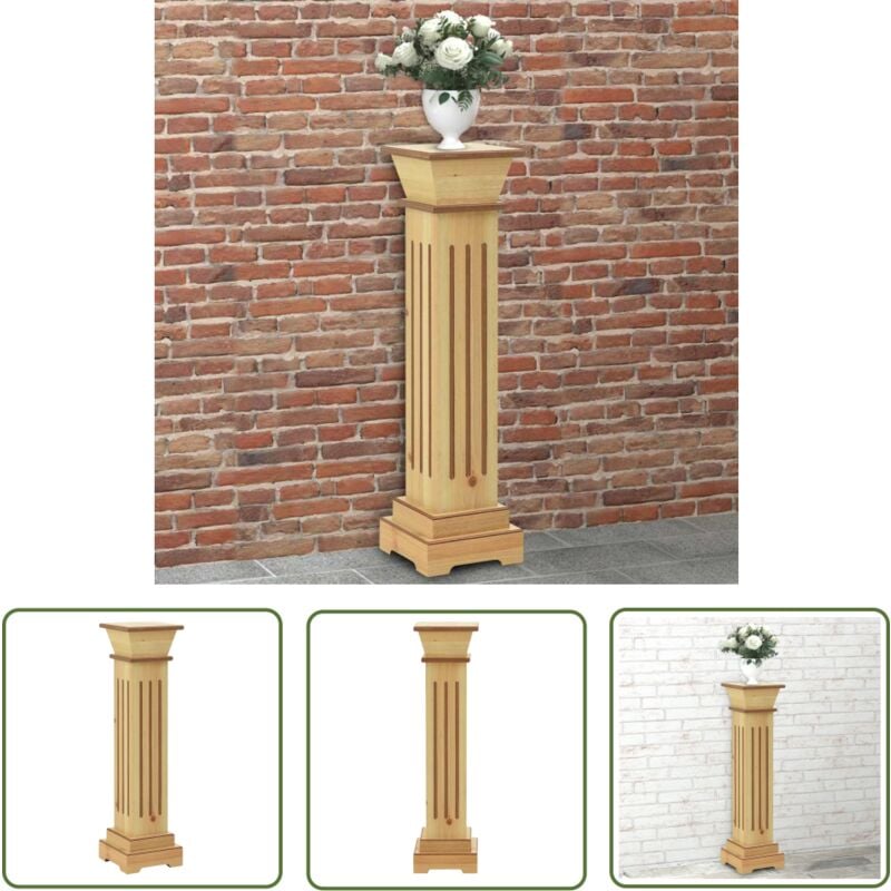 The Living Store - Support pilier carré à plantes Bois clair 17x17x66 cm mdf - Support Plante - Pied Plante - Jardinière - Décoration Intérieure