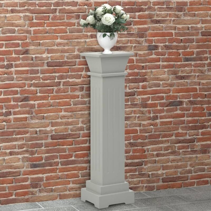 The Living Store - Support pilier classique carré pour plantes Gris 17x17x66cm MDF - Gris