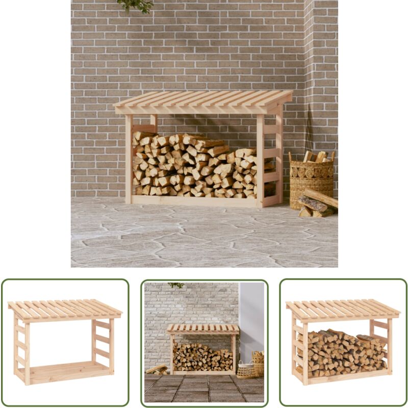 The Living Store - Support pour bois de chauffage 108x64,5x78 cm Bois de pin - Support à Bûches - Abri à Bûches - Rangement Bois - Bois De Chauffage