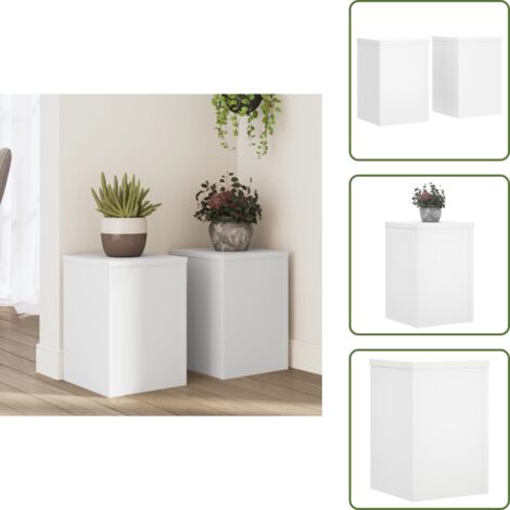 The Living Store Supporti per Piante 2 pz Bianchi 25x25x35 cm Legno Multistrato - Supporti per vasi
