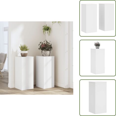 The Living Store Supporti per Piante 2 pz Bianchi 30x30x70 cm Legno Multistrato - Supporti per fiori