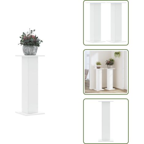 The Living Store Supporti per Piante 2 pz Bianchi 30x30x80 cm Legno Multistrato - Supporti in legno