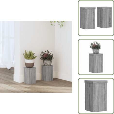 The Living Store Supporti per Piante 2 pz Grigio 10x10x18 cm in Multistrato - Supporti per vasi
