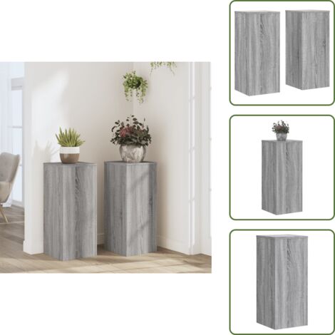 The Living Store Supporti per Piante 2 pz Grigio 30x30x70 cm in Multistrato - Supporti per fiori