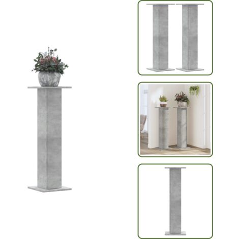 The Living Store Supporti per Piante 2 pz Grigio Cemento 30x30x95 cm Truciolato - Supporti in truciolato