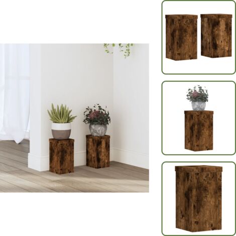 The Living Store Supporti per Piante 2 pz Rovere 10x10x18 cm Legno Multistrato - Supporti per vasi