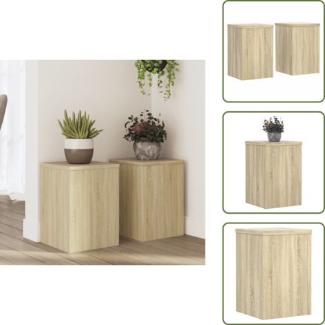 The Living Store Supporti per Piante 2 pz Rovere 25x25x35 cm in Multistrato - Supporti per vasi