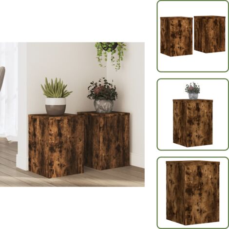 The Living Store Supporti per Piante 2 pz Rovere 25x25x35 cm Legno Multistrato - Supporti per vasi