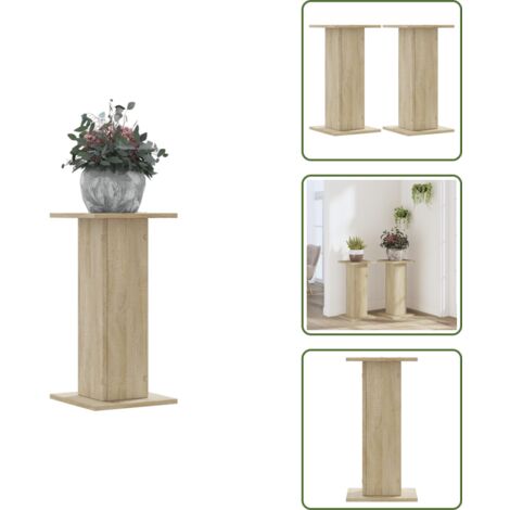 The Living Store Supporti per Piante 2 pz Rovere Sonoma 30x30x60cm in Truciolato - Supporti in truciolato