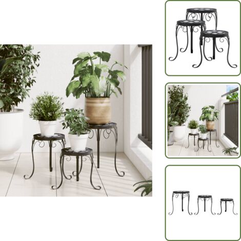 The Living Store Supporti per Piante 3 pz Nero e Bianco in Ceramica - Supporti ceramici