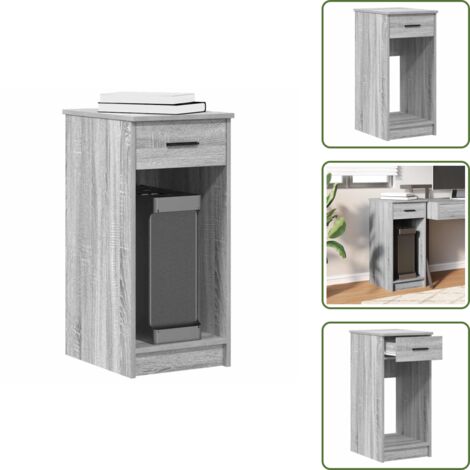The Living Store Supporto a Torre per Computer con Cassetto Grigio 35x45x77 cm - Armadio per computer