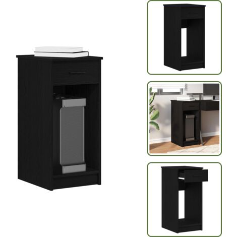 The Living Store Supporto a Torre per Computer con Cassetto Nero 35x45x77 cm - Armadio per computer