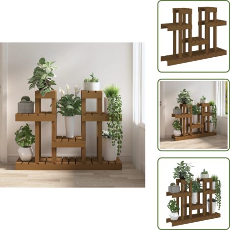 The Living Store Supporto per Piante Ambra 104,5x25x77,5 cm Legno Massello Pino - Porta piante