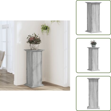 The Living Store Supporto per Piante Grigio Sonoma 33x33x80 cm Legno Multistrato - Supporto per vasi