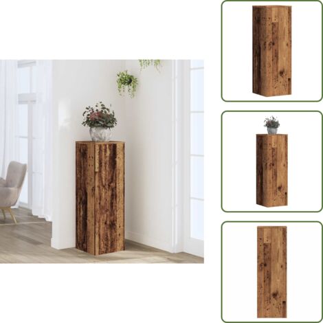 The Living Store Supporto per Piante Legno Vecchio 33x33x100 cm in Truciolato - Supporto per piante in legno