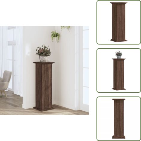 The Living Store Supporto per Piante Rovere Marrone 33x33x100 cm in Truciolato - Supporto per vasi