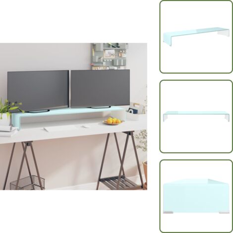 The Living Store Supporto TV / Rialzo Monitor in Vetro Verde 110x30x13 cm - Rialzo monitor
