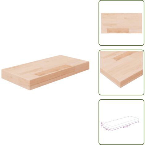 The Living Store Tabla de estantería madera maciza roble sin tratar 40x20x4 cm - Estantería de roble