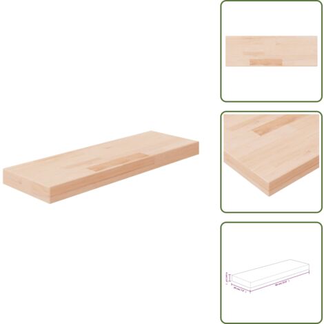 The Living Store Tabla de estantería madera maciza roble sin tratar 60x20x4 cm - Estantería de roble