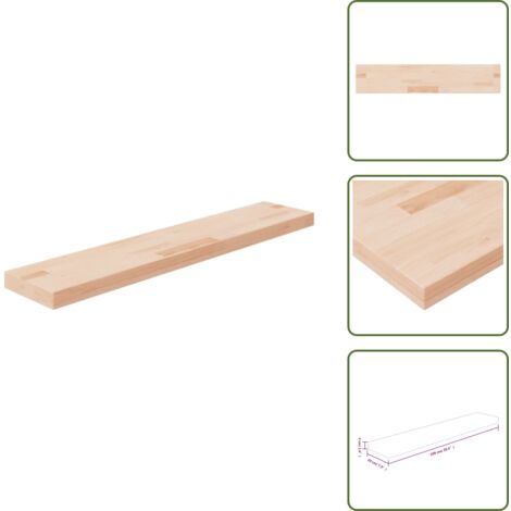 The Living Store Tabla estantería madera maciza roble sin tratar 100x20x4 cm - Estantería de roble