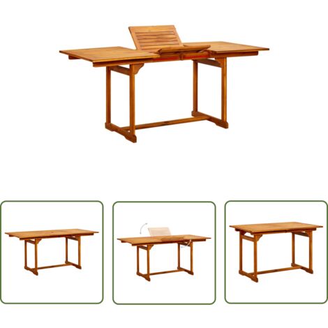 The Living Store Table à dîner de jardin (120-170)x80x75 cm Bois d'acacia massif - Table De Jardin - Table À Manger Extérieur - Acacia Massif - Mobilier De Jardin - Table Extensible