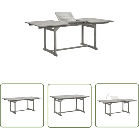 The Living Store Table à dîner de jardin (150-200)x100x75cm Bois d'acacia massif - Table De Jardin - Table Extensible - Acacia Massif - Mobilier De Jardin - Table Repas Extérieur