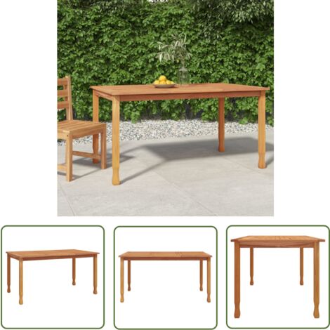 The Living Store Table à dîner de jardin 150x90x75 cm bois massif de teck - Table À Manger - Table De Jardin - Teck Massif - Mobilier De Jardin - Terrasse