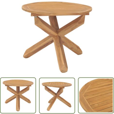 The Living Store Table à dîner de jardin Ø90x75 cm Bois de teck massif - Table De Jardin - Table En Bois - Table Teck - Mobilier De Jardin - Décoration Extérieure