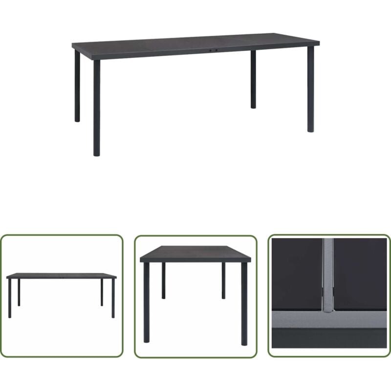 The Living Store Table à dîner d'extérieur Anthracite 190x90x74 cm Acier - Table à Manger Extérieure - Table De Jardin - Table Aluminium - Table En