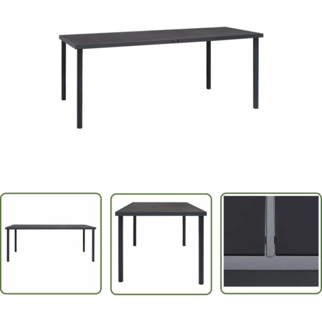 The Living Store Table à dîner d'extérieur Anthracite 190x90x74 cm Acier - Table À Manger Extérieure - Table De Jardin - Table Aluminium - Table En Verre - Mobilier De Jardin