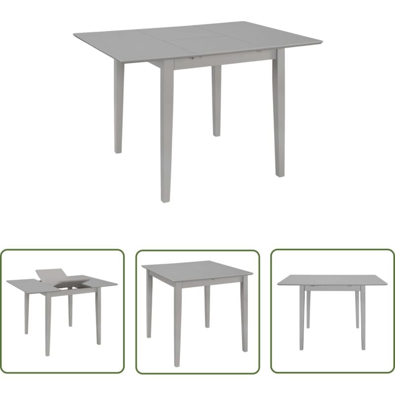 The Living Store - Table à dîner extensible Gris (80-120) x 80 x 74 cm mdf - Table à Manger - Table Extensible - Table Ronde - Mobilier De Salle à