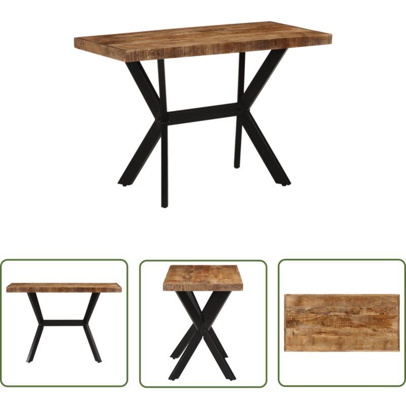 The Living Store - Table à manger 110x55x75 cm bois de manguier massif - Table à Manger Industrielle - Table à Manger Bois Massif - Table à Manger