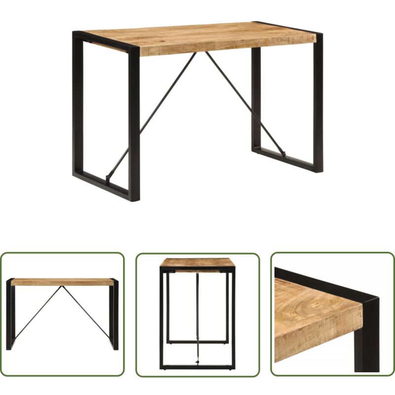 The Living Store - Table à manger 120x55x76 cm bois de manguier massif brut - Table à Manger - Table De Salle à Manger - Table En Bois - Table Design
