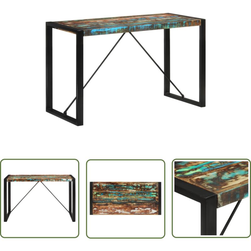 The Living Store - Table à manger 120x55x76 cm bois massif de récupération - Table à Manger - Table De Salle à Manger - Table En Bois - Mobilier