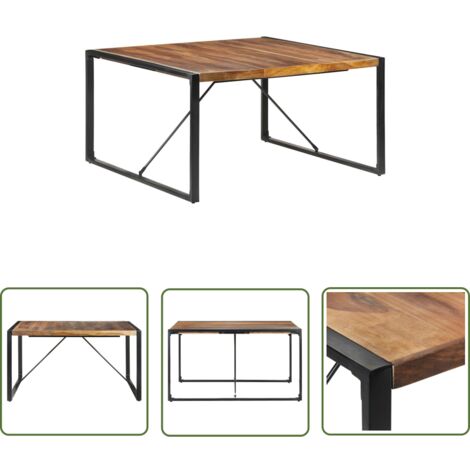The Living Store Table à manger 140x140x75 cm bois massif - Table À Manger Industrielle - Table À Manger Bois Massif - Table À Manger Design - Table À Manger Acacia - Table À Manger Hévéa