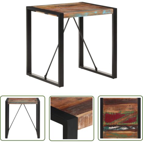 The Living Store Table à manger 70x70x75 cm Bois de récupération massif - Table À Manger Industrielle - Table Bistrot - Table En Bois Recyclé - Table Design - Meubles Industriels
