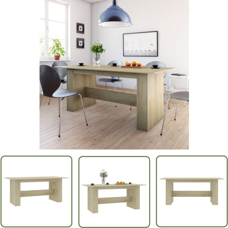 Table à manger Chêne sonoma 180x90x76 cm Bois d'ingénierie - Table à Manger - Table Ronde - Table Extensible - Cuisine Moderne - Mobilier Design