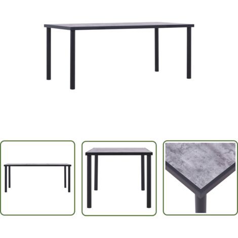 The Living Store Table à manger Noir et gris béton 180x90x75 cm MDF - Table À Manger - Table Moderne - Table Design - Table Noire - Table En Métal
