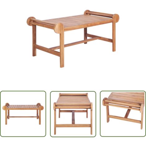 The Living Store Table basse 100x50x45 cm Teck solide - Table Basse Teck - Mobilier De Jardin - Table Extérieure - Table D'appoint - Décoration Jardin